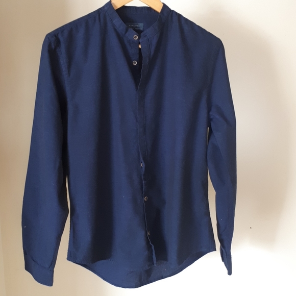 Zara Other - Zara Man Slimfit Cotton Navy Shirt - M